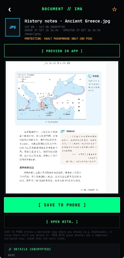 Operator Crypt: Encrypted document preview